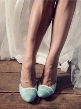 BHLDN Hey lady Tiffany Blue Wedding High Heel Pumps Retro Vintage 8